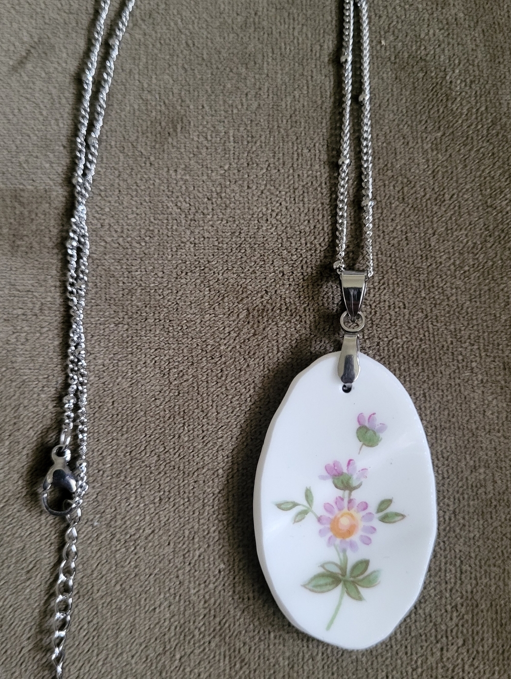 Vintage 1940s Royal Crown Derby "Derby Posies" Broken China Pendant